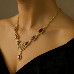 Zircon Necklace-251 (Magenta)