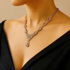 Zircon Necklace-251 (Pink)