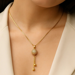 Zircon Ball Pendant-22 (Golden/Ball) 10MM