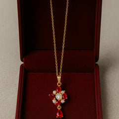 Zircon Pendant-246 (Golden/Maroon)