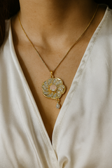 Zircon Pendant-256 (Golden/Pink)