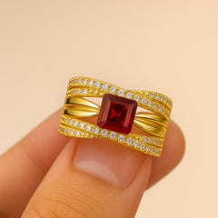 Zircon Ring-138 (Maroon)
