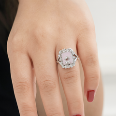 Zircon Ring-61 (Silver/Pink)