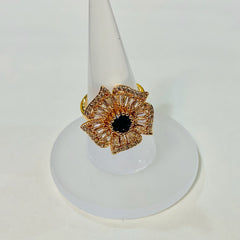 Zircon Ring-91 (Golden/Black)