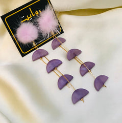 Poom Poom Earring-01 (Purple)