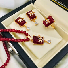 Zircon Mala Set (Maroon)