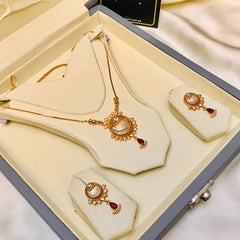 Zircon Necklace-08 (Maroon)