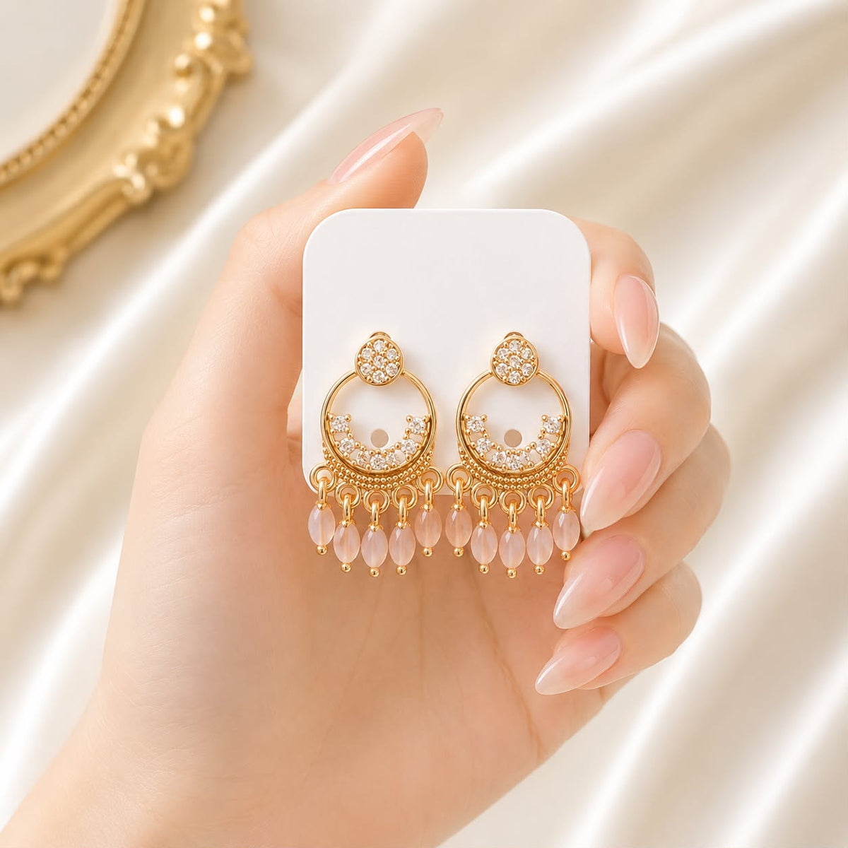 Zircon Earring-222 (Pink)