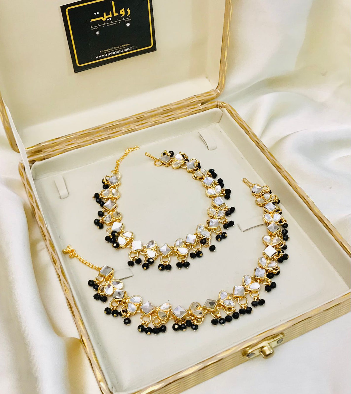 Kundan Anklet-14 (Black)