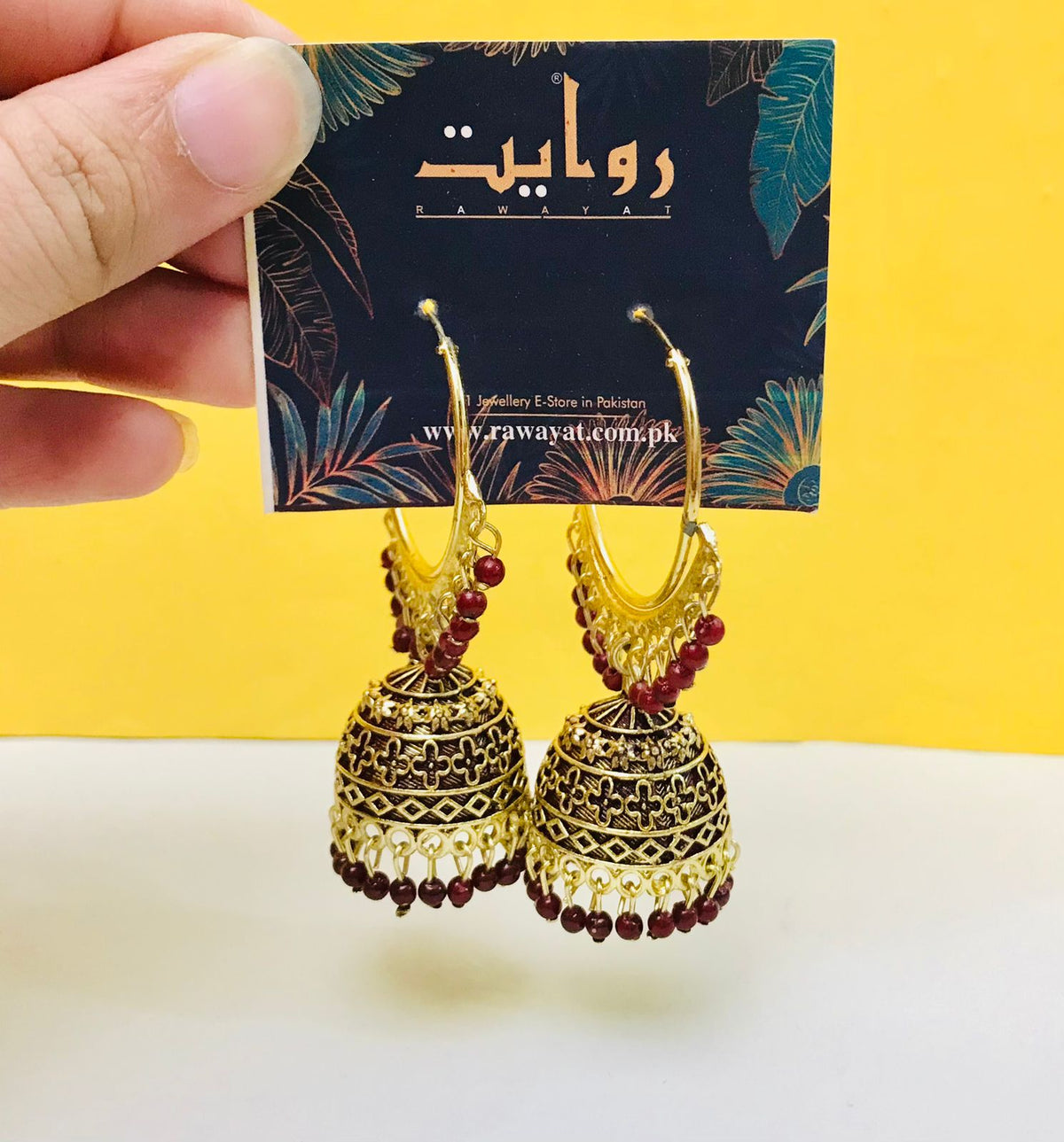 Oxidized Jhumka-120 (Maroon)
