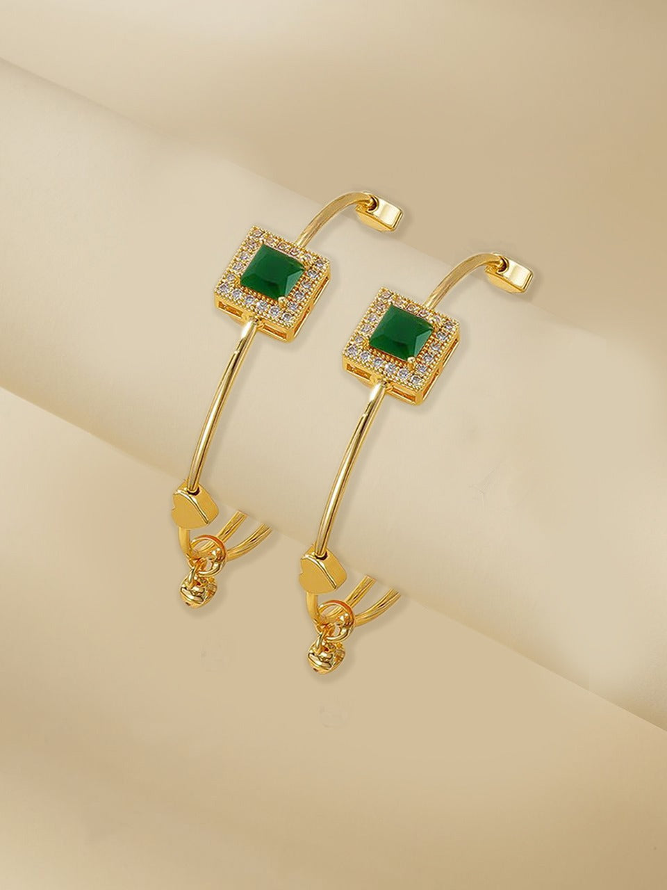 Adjustable Adult Bangle-71 (Golden/Green)