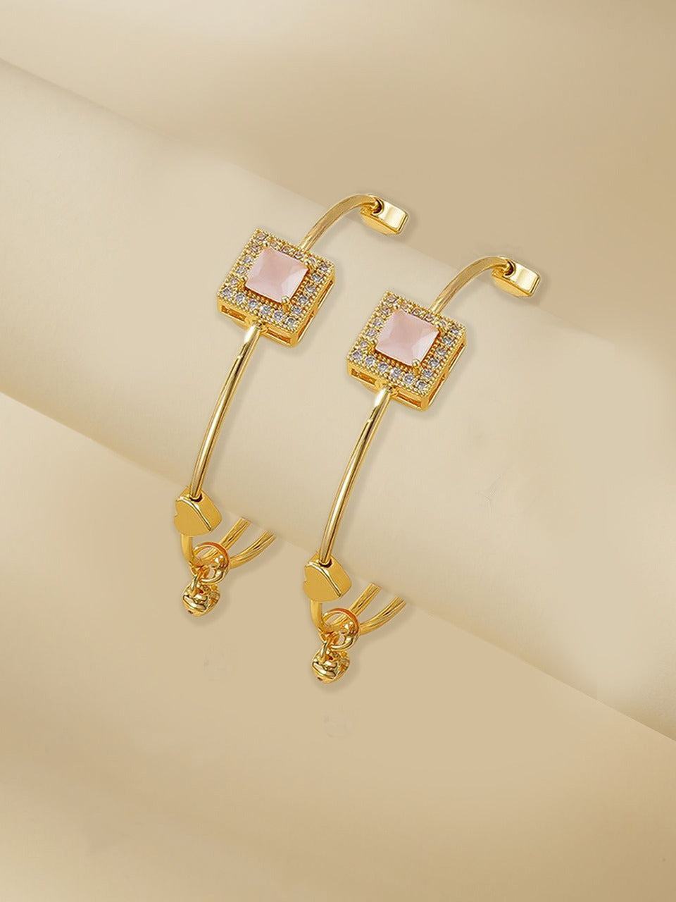 Adjustable Adult Bangle-71 (Golden/Pink)