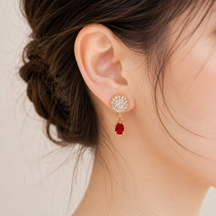 Zircon Earring-168(Maroon)