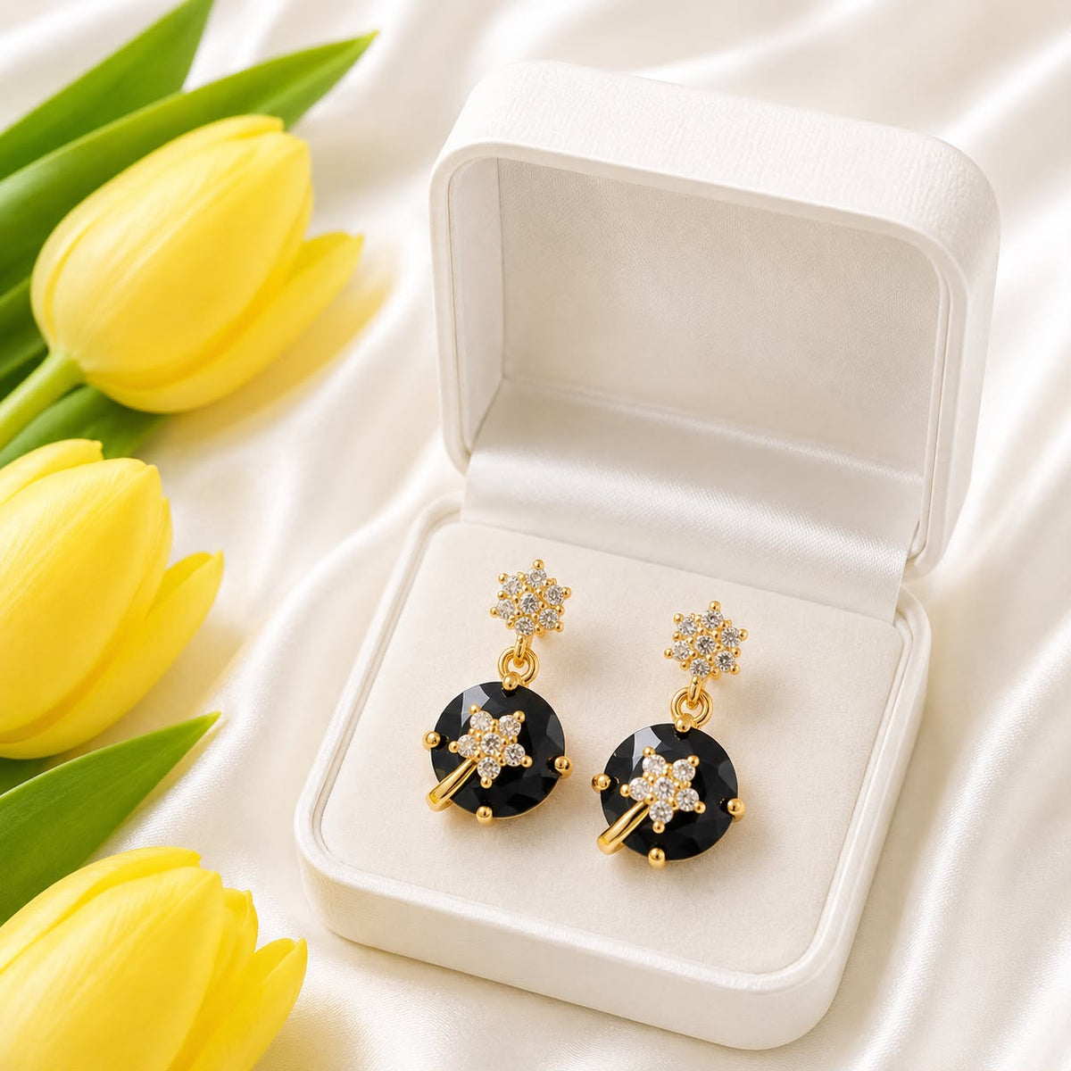 Zircon Earring-223 (Black)