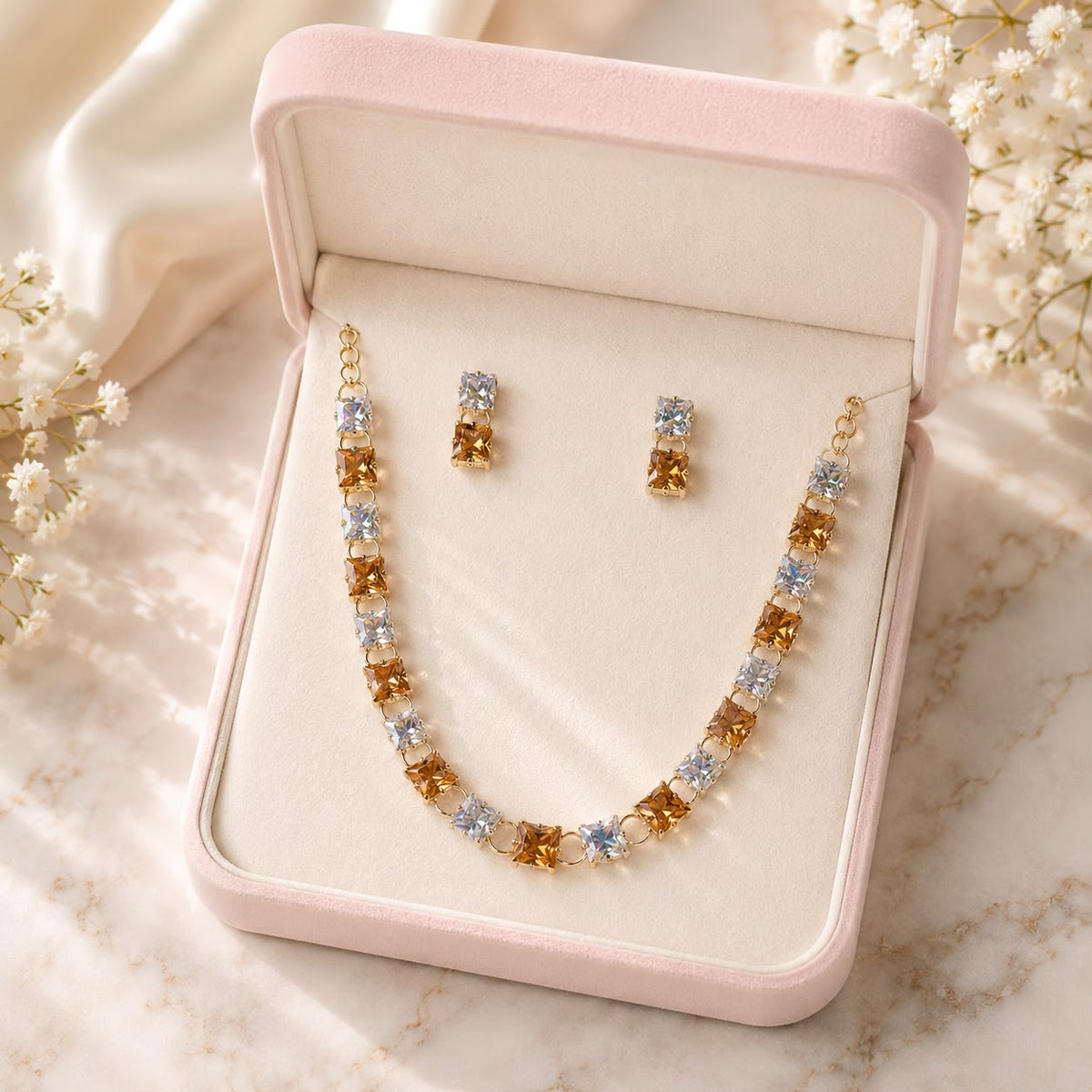 Zircon Locket Set-167 (Golden)