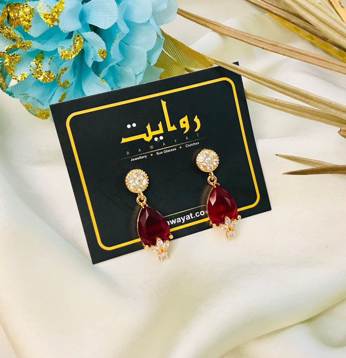 DIGITAL ZIRCON EARRING-24 (Maroon)
