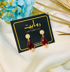 DIGITAL ZIRCON EARRING-24 (Maroon)