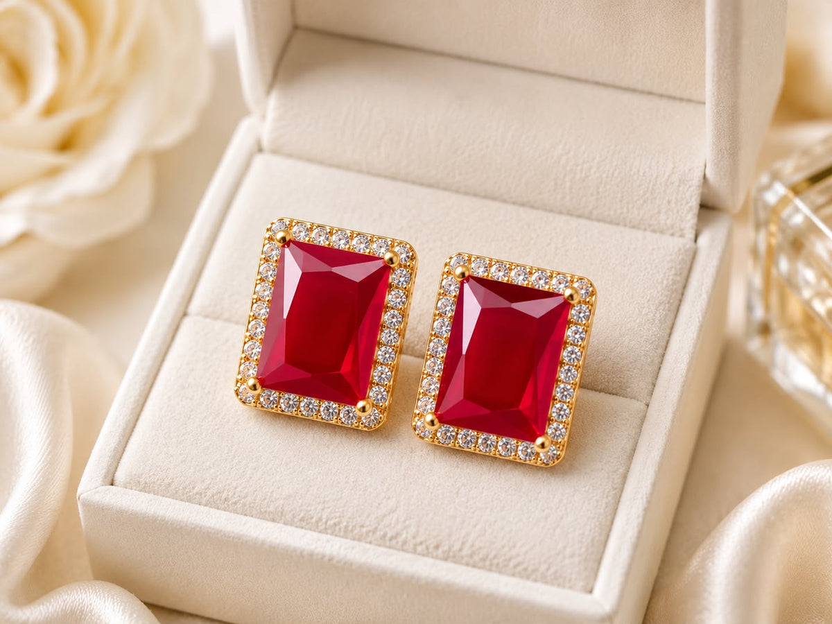 Zircon Fancy Studs-210(Maroon)