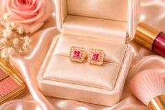 Zircon Earring-218 (Maroon)