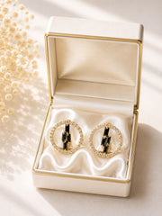 Zircon Earring-221 (Black Golden)