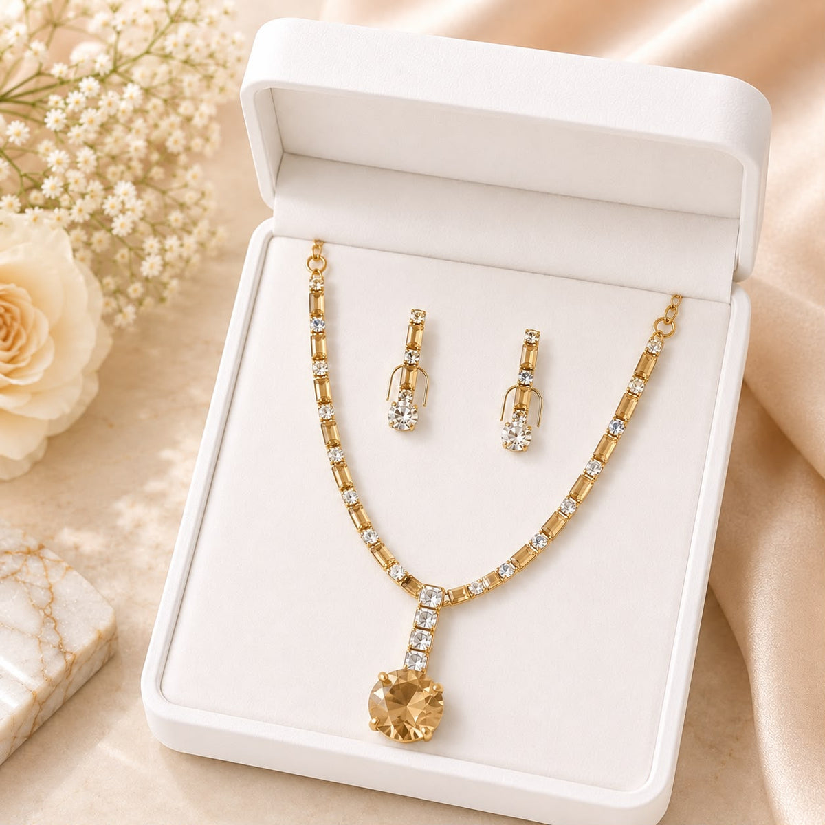 Zircon Locket Set-168 (Golden)