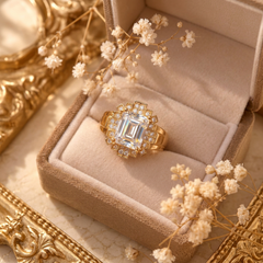 Zircon Ring-485 (Golden/White)