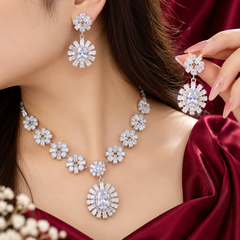 Premium Zircon Necklace-22 (Silver)