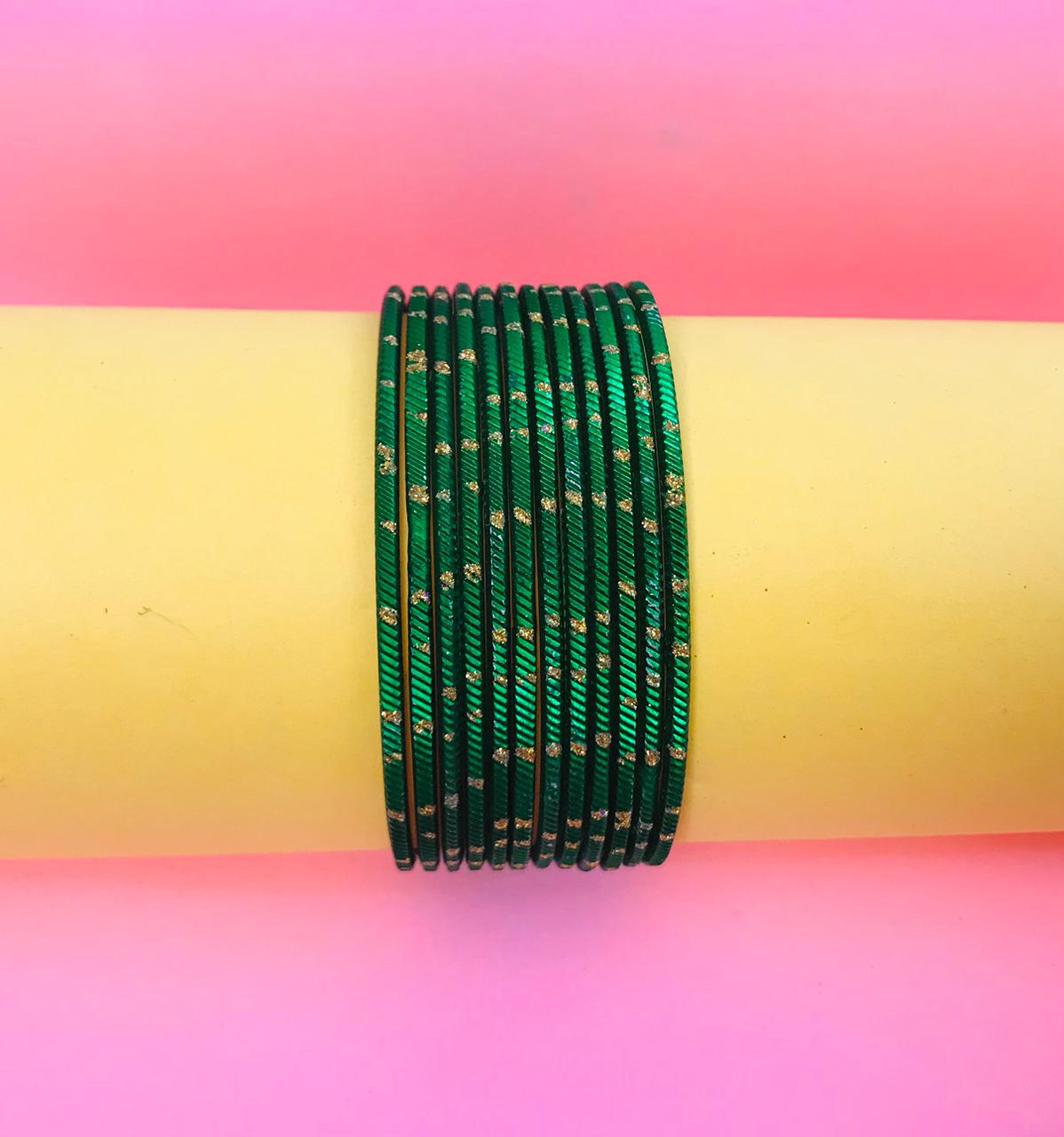 Multi Bangles-28 (Bottle Green)