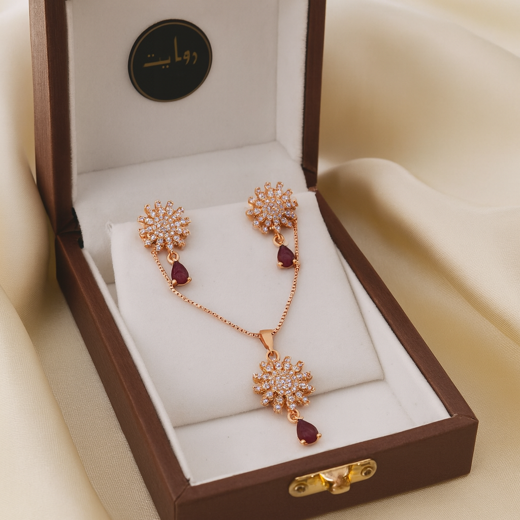 Zircon Locket Set-33 (Maroon)