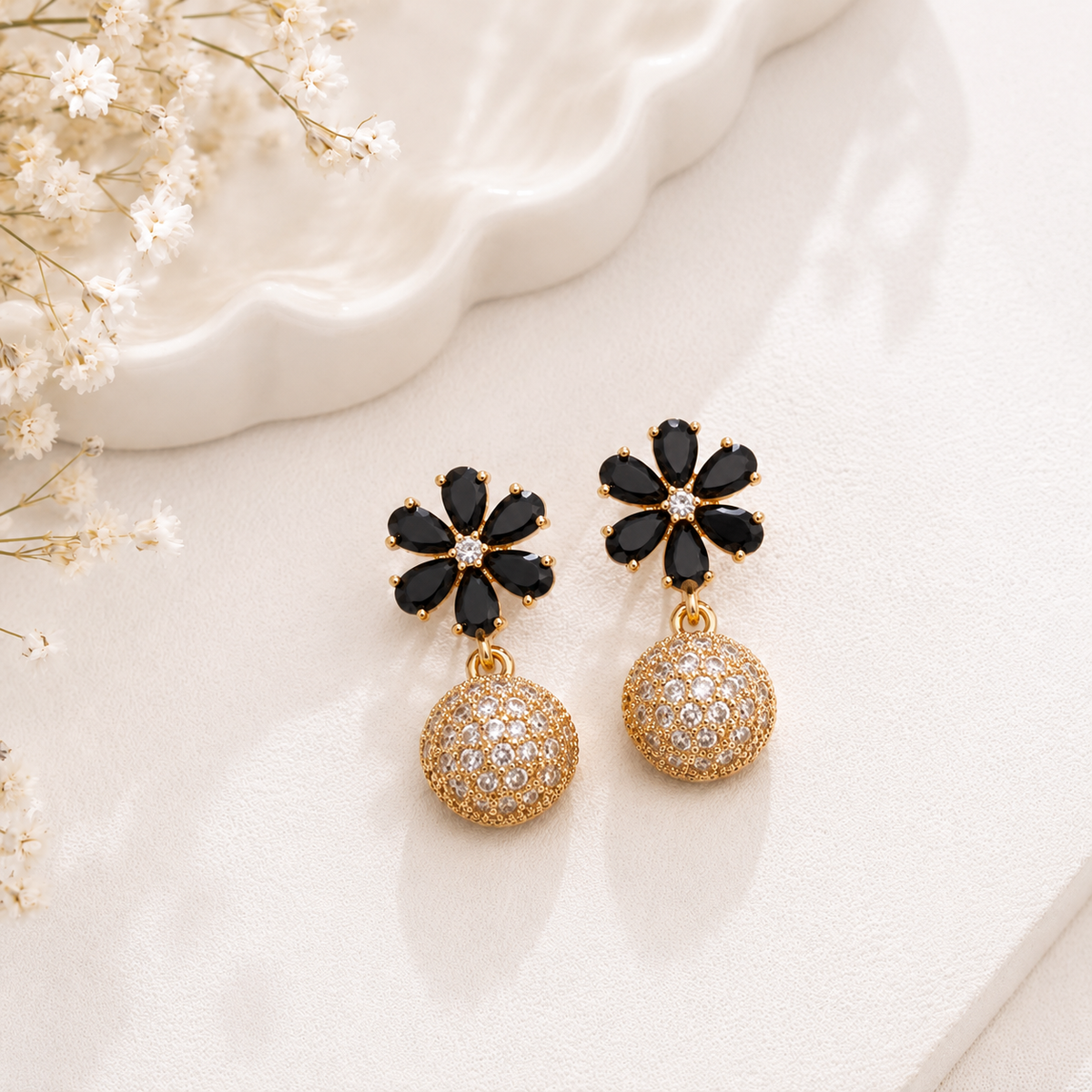Zircon Earring-259 (Black)