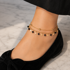 Double Layer Anklet-37 (Golden/Black)