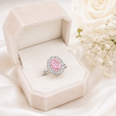 Zircon Ring-466 (Silver/Pink)