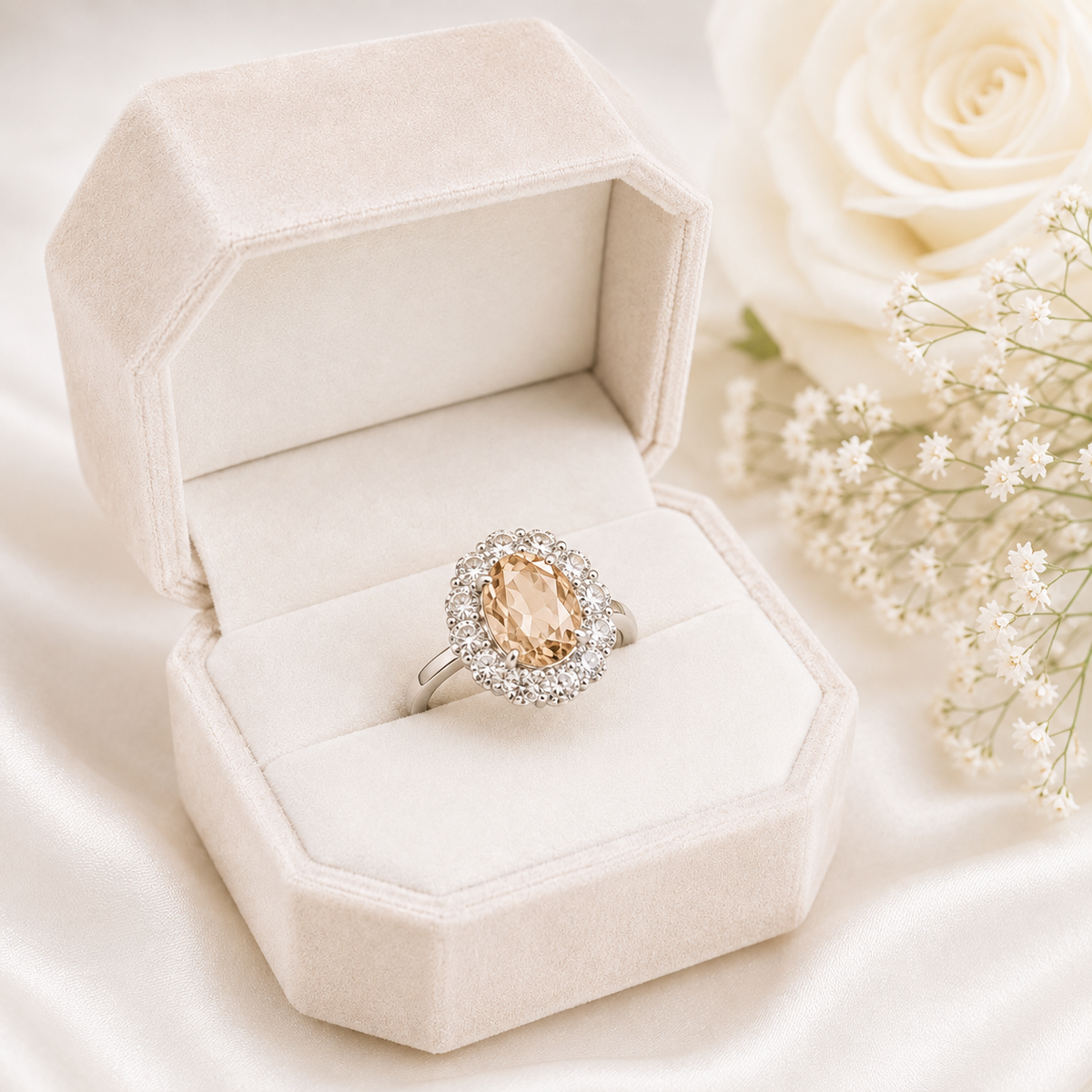 Zircon Ring-466 (Silver/Golden)