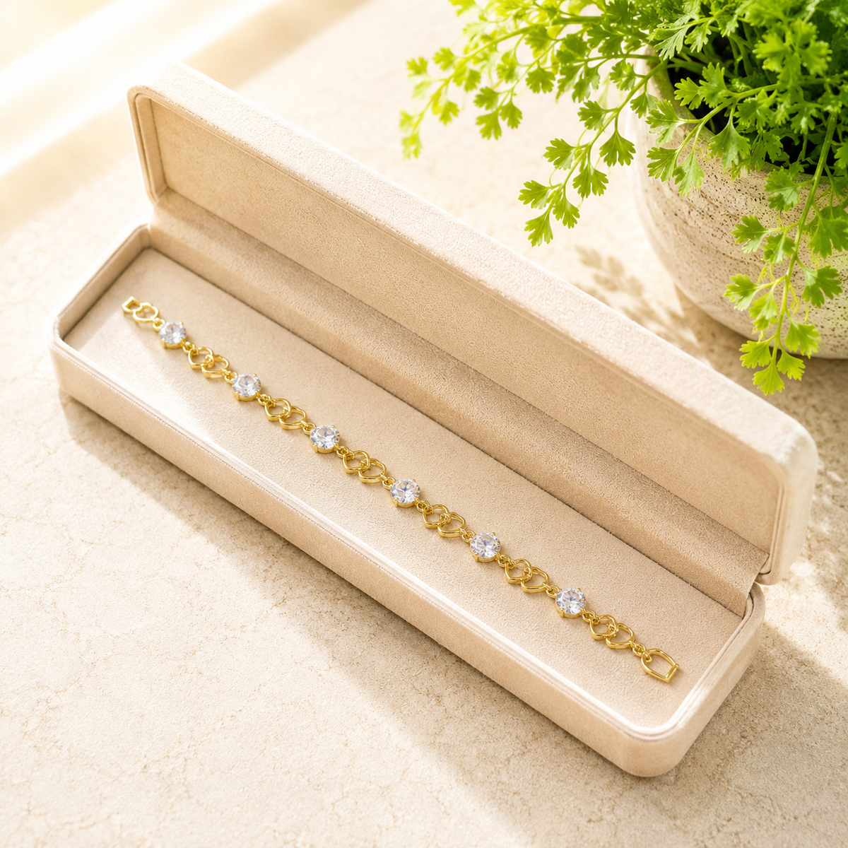 Zircon Bracelet-102 (Golden/White)