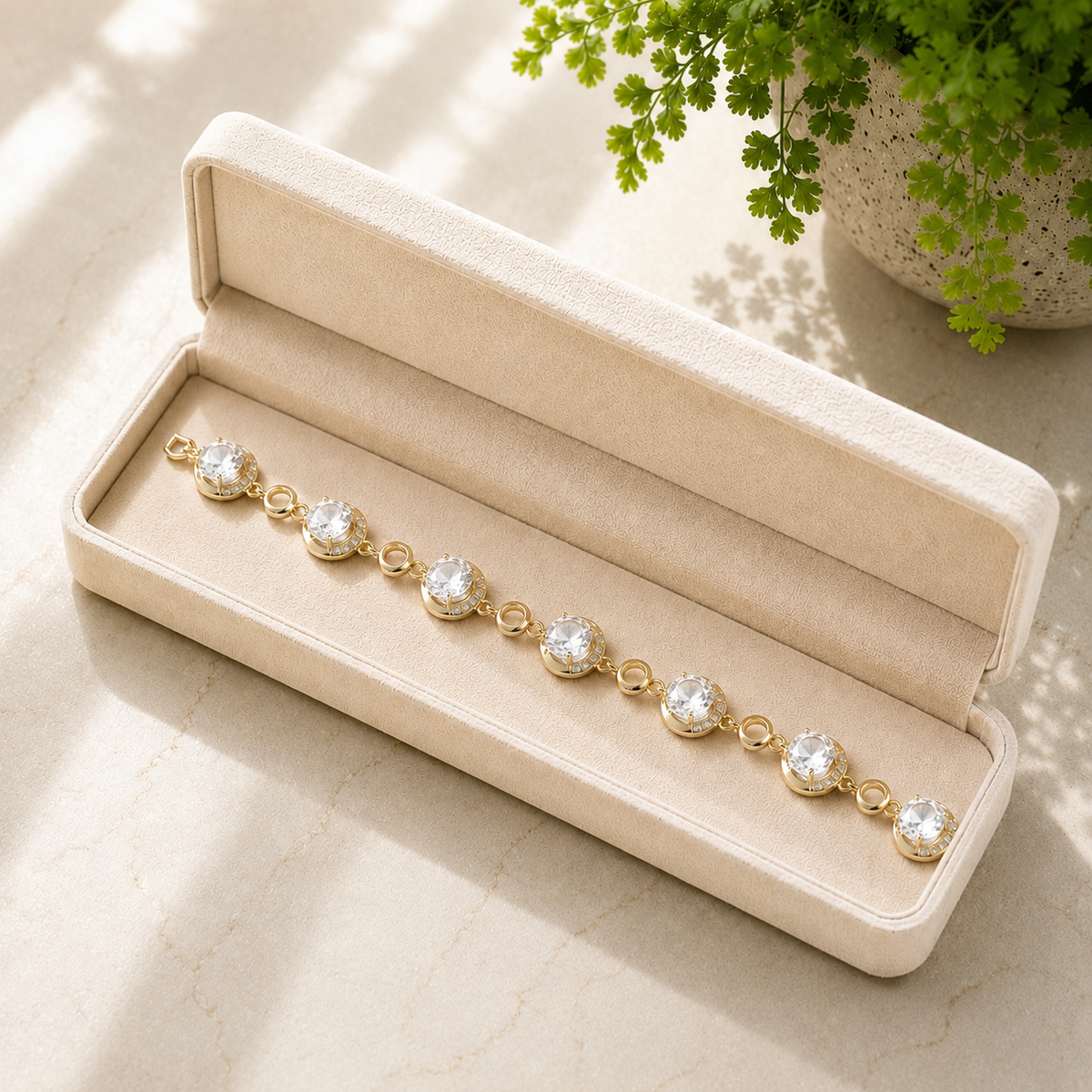 Zircon Bracelet-103 (Golden/White)