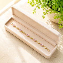 Zircon Bracelet-104 (Golden/Pink)