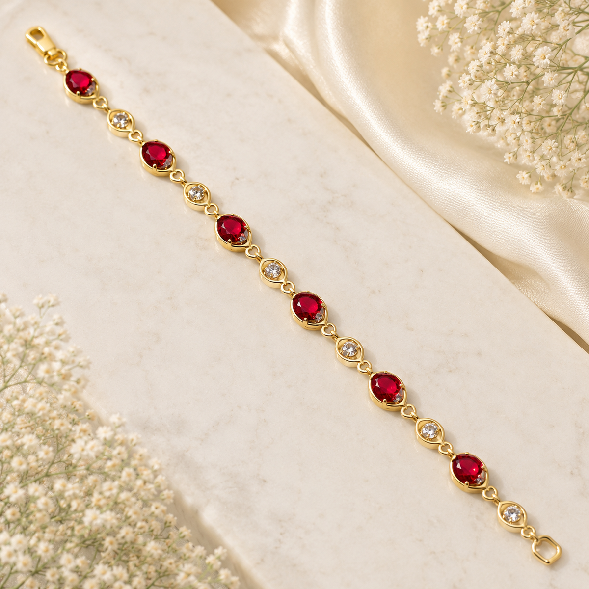 Zircon Bracelet-104 (Golden/Maroon)