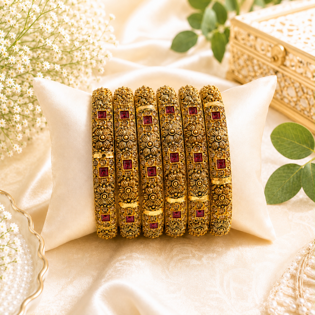 Gold Bangles-147 (Maroon)