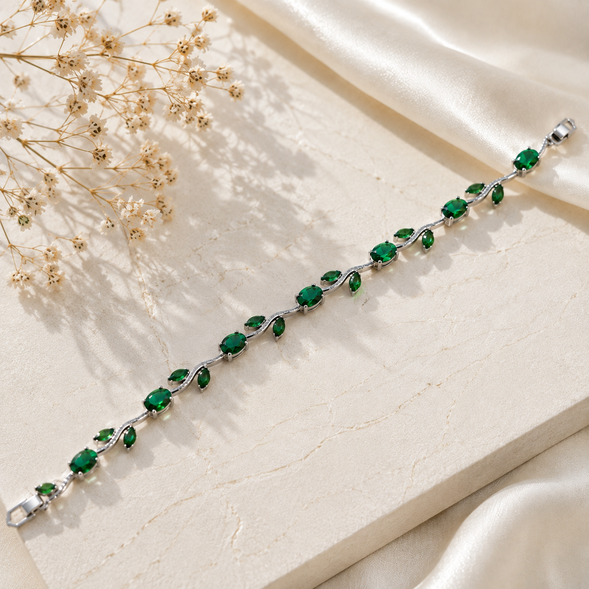 Tulip Bracelet (Silver/Green)