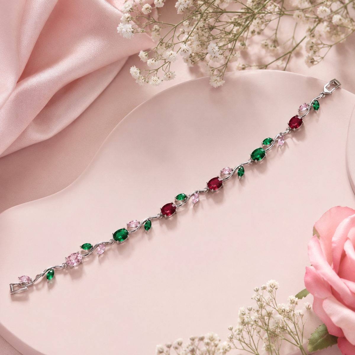 Tulip Bracelet (Silver/Mix Colors)