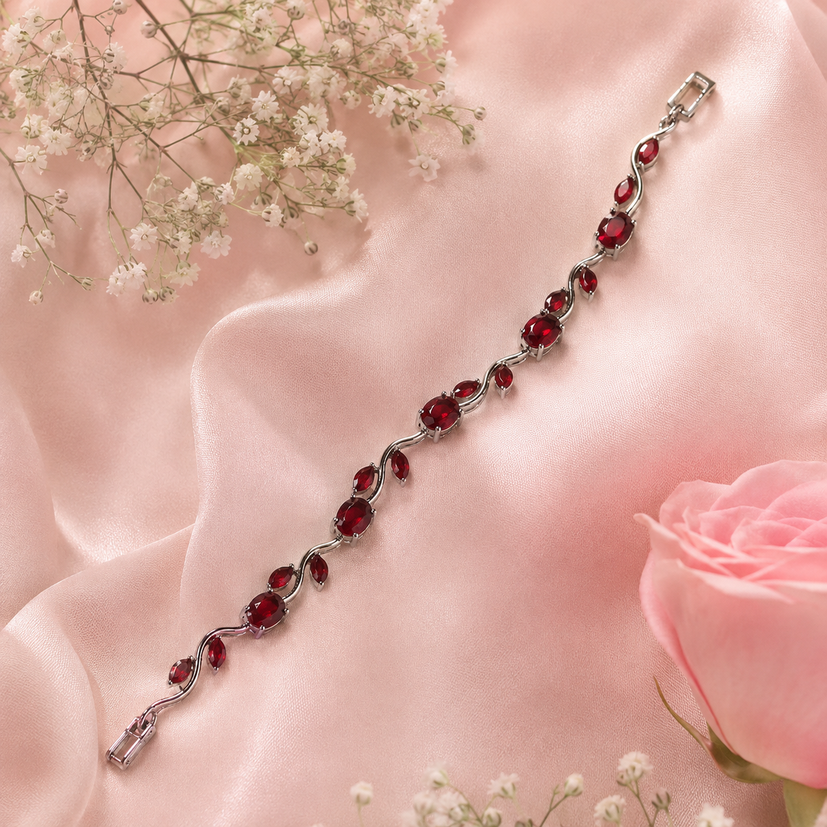 Tulip Bracelet (Silver/Red)