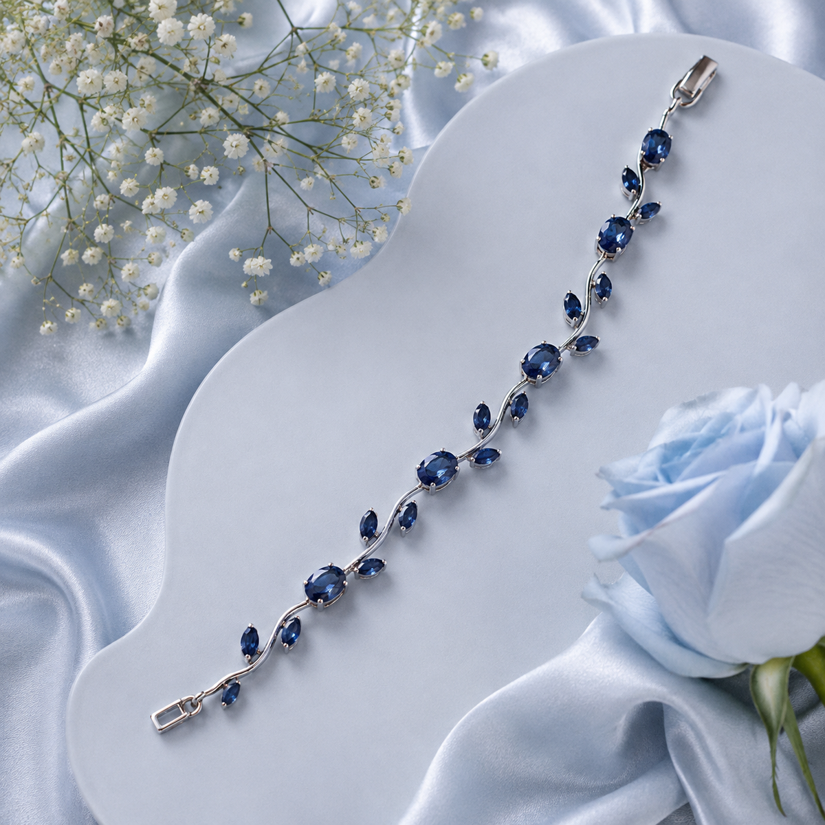 Tulip Bracelet (Silver/Blue)