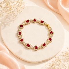 Zircon Bracelet-79 (Golden/Maroon)