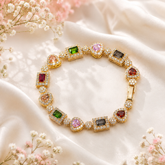 Zircon Bracelet-79 (Golden/Multi)