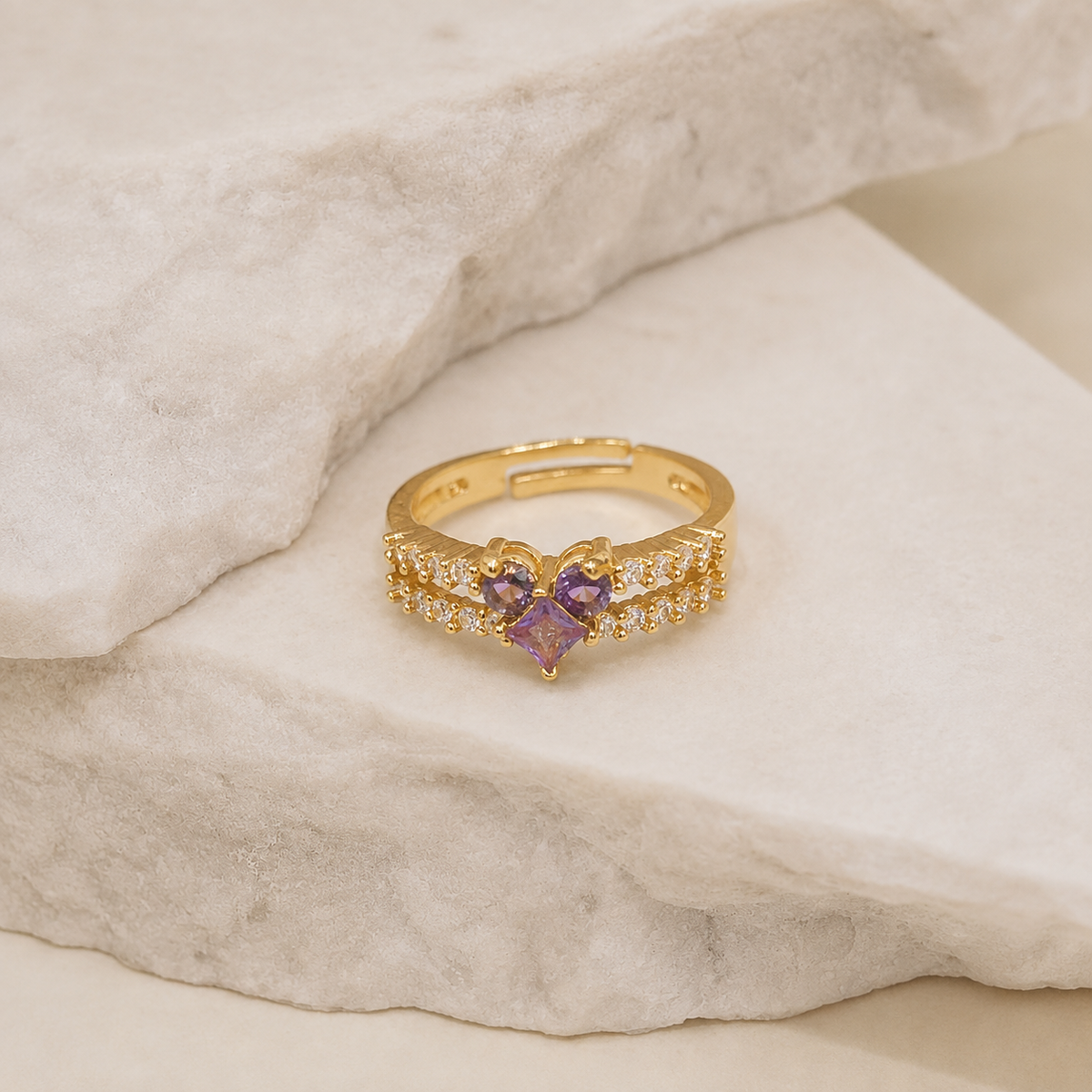 Zircon Ring-428 (Golden/Purple)