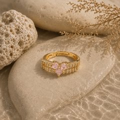 Zircon Ring-428 (Golden/Pink)