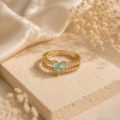 Zircon Ring-428 (Golden/Mint Green)