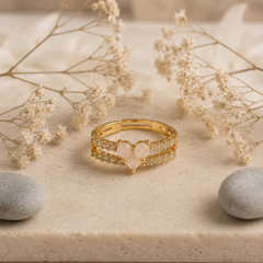 Zircon Ring-428 (Golden/Off White)