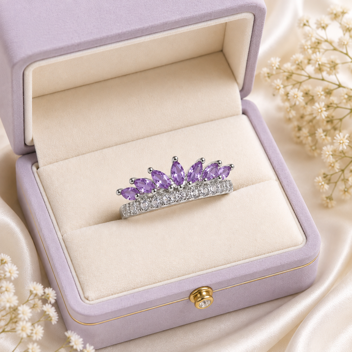 Zircon Ring-429 (Silver/Purple)