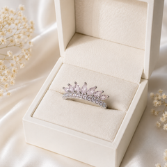 Zircon Ring-429 (Silver/Light Pink)